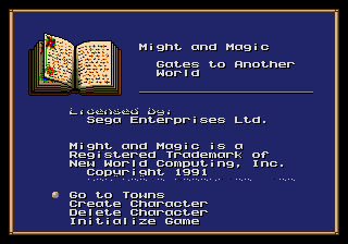 Might and Magic - Gates to Another World (USA, Europe) Title Screen